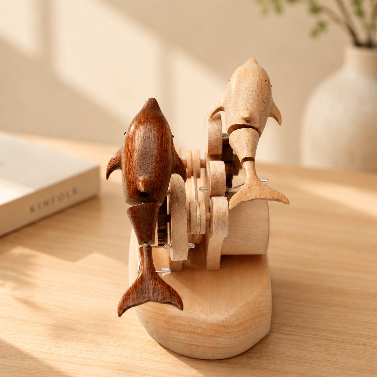 Everwoods™ Handcrafted Wooden Dolphin Automaton