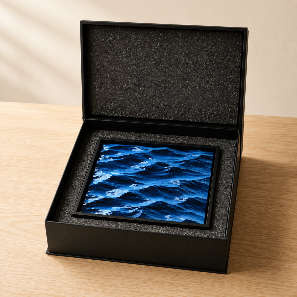 Everwoods™ Ocean Wave — Hand-Carved Wood Art, 8.5 × 8.5 in