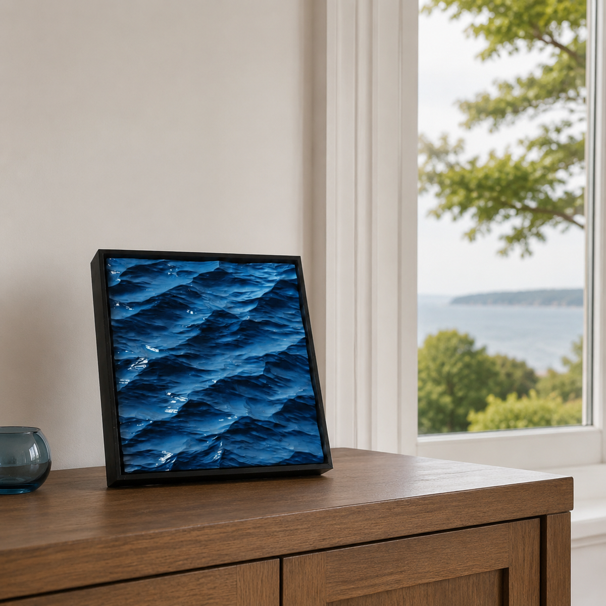 Everwoods™ Ocean Wave — Hand-Carved Wood Art, 8.5 × 8.5 in