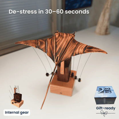 Handcrafted Wooden MantaRay Automaton