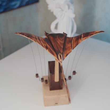 Handcrafted Wooden MantaRay Automaton