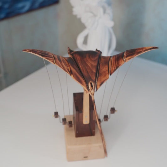 Handcrafted Wooden MantaRay Automaton
