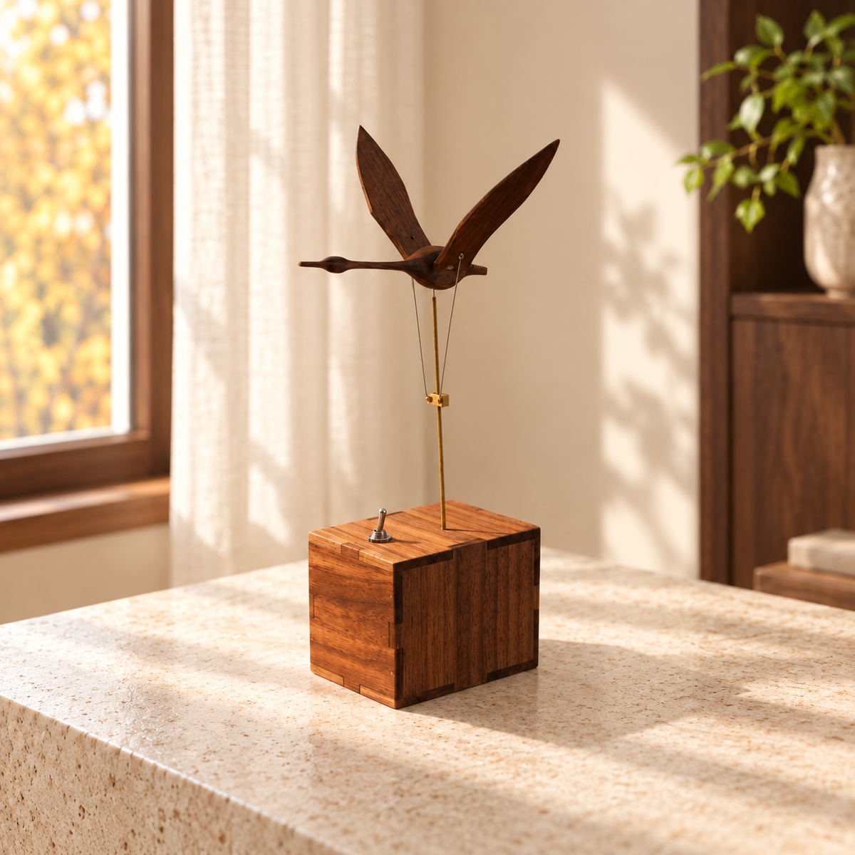 EverWoods™ Handcrafted Walnut Swan Automaton