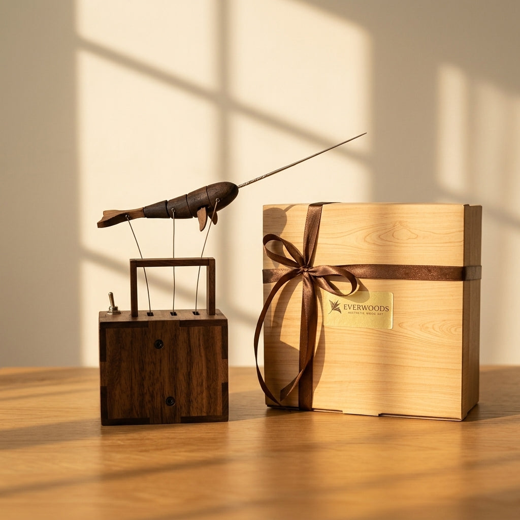 EverWoods™ Handcrafted Walnut Whale Automaton